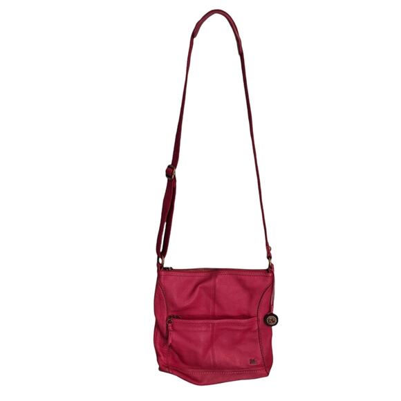 The Sak Red Pebbled Leather Crossbody Bag Pocket Adjustable Strap - Picture 1 of 7